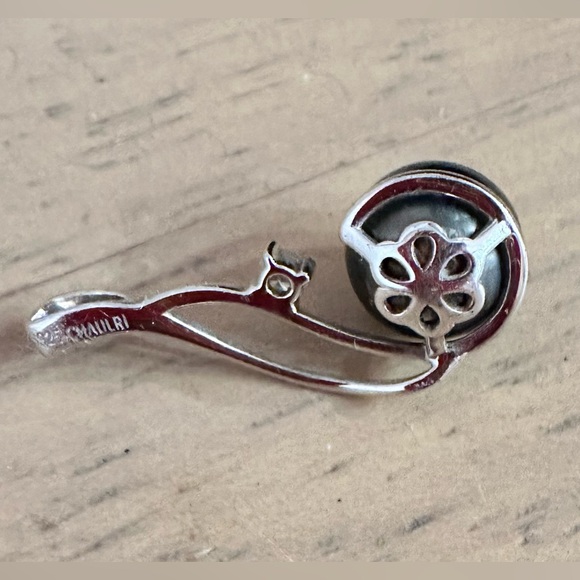 CHAULRI ~ Tahitian Black Pearl Pendant w/Small Diamond Sterling Silver - Picture 5 of 8